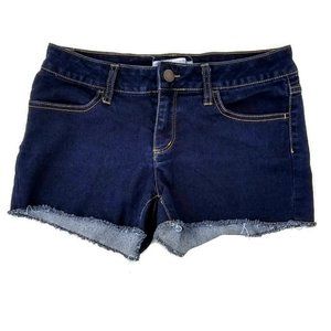No Boundaries Women’s Jean Cutoff Shorts Dark Denim Wash Distressed Hem Size 9